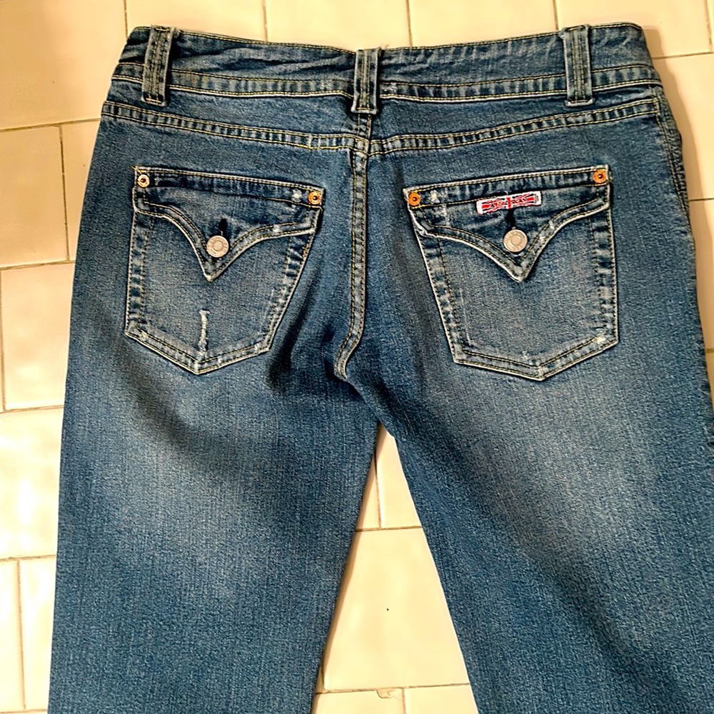 Hudson low waisted, distressed flare leg jeans - Picture 3 of 6